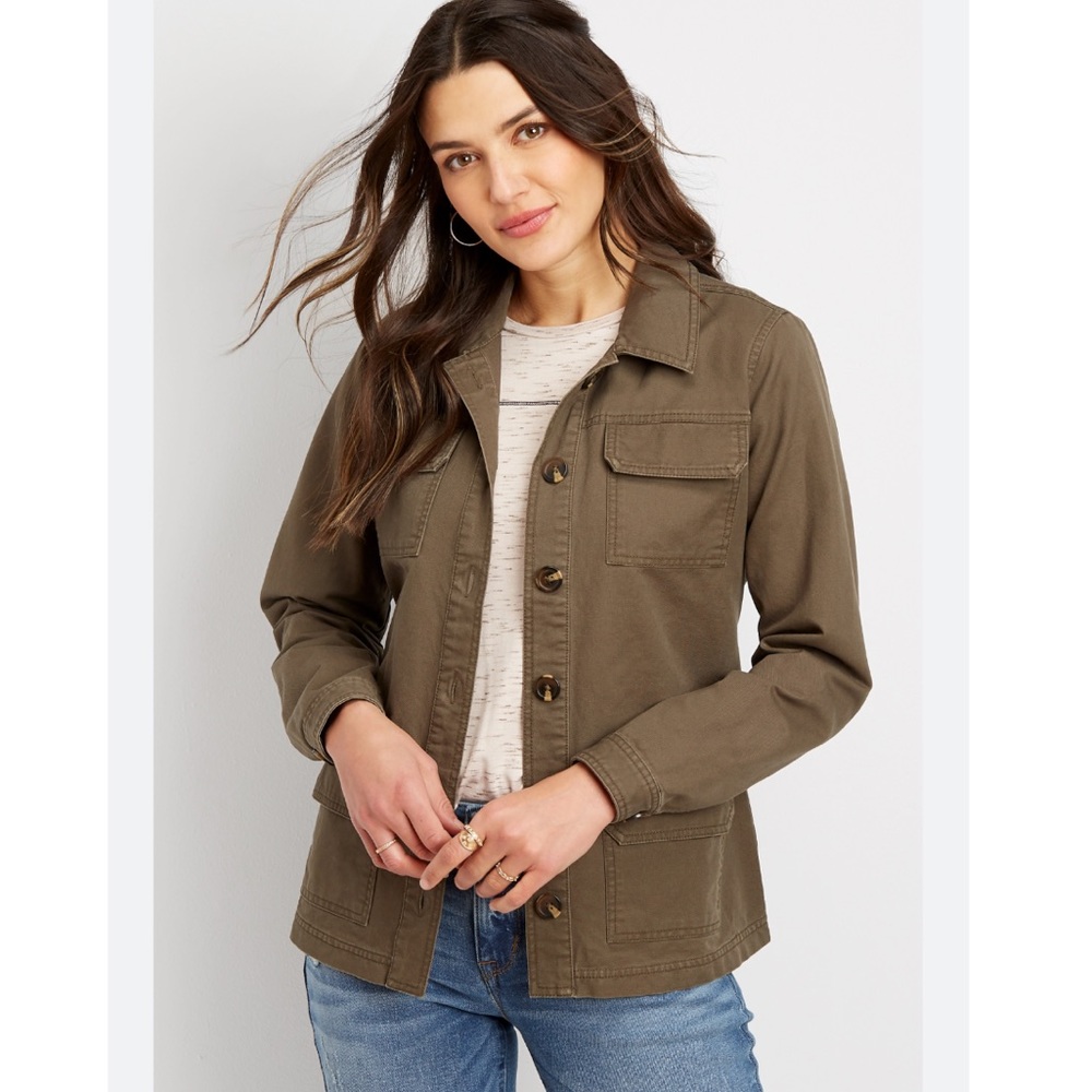 Maurices Army Green Cargo trench Jacket Small